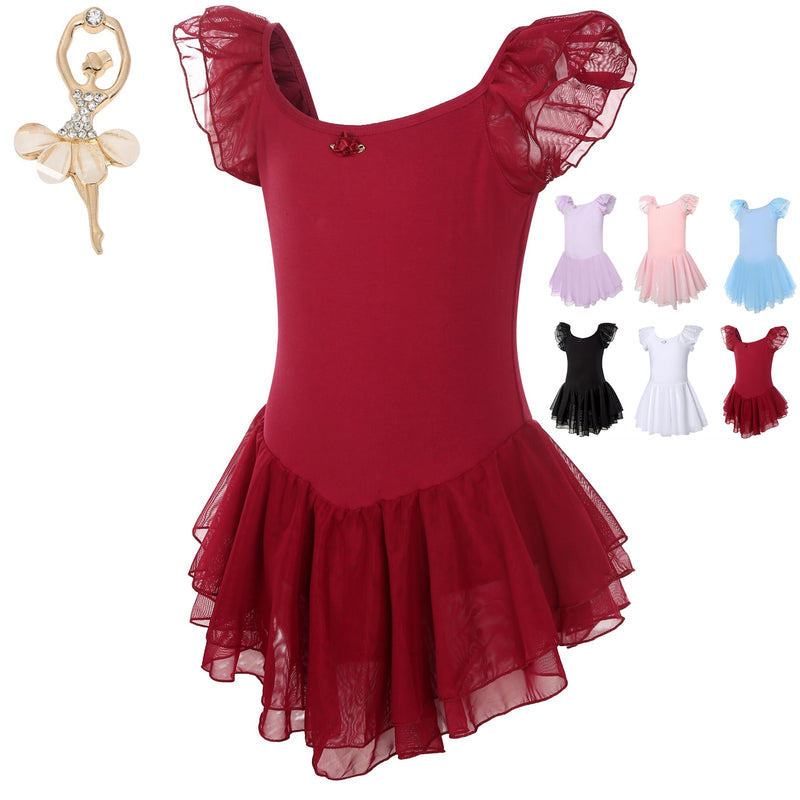 【Aigoda】バレエ レオタード 子供 可愛い 5色 シフォンスカート付き 新体操 キッズ ジュニア 大人 練習着 発表会