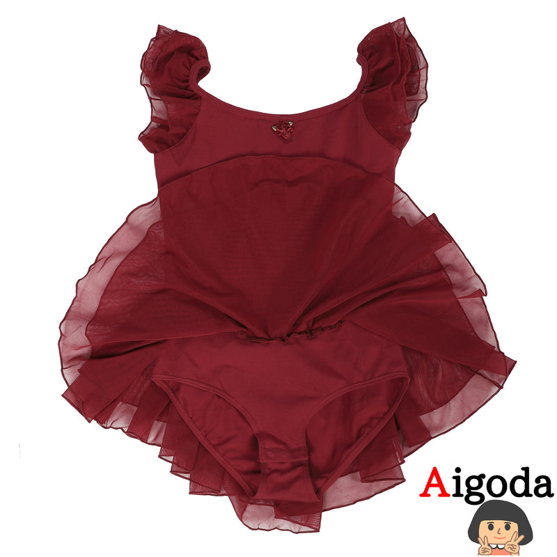 【Aigoda】バレエ レオタード 子供 可愛い 5色 シフォンスカート付き 新体操 キッズ ジュニア 大人 練習着 発表会