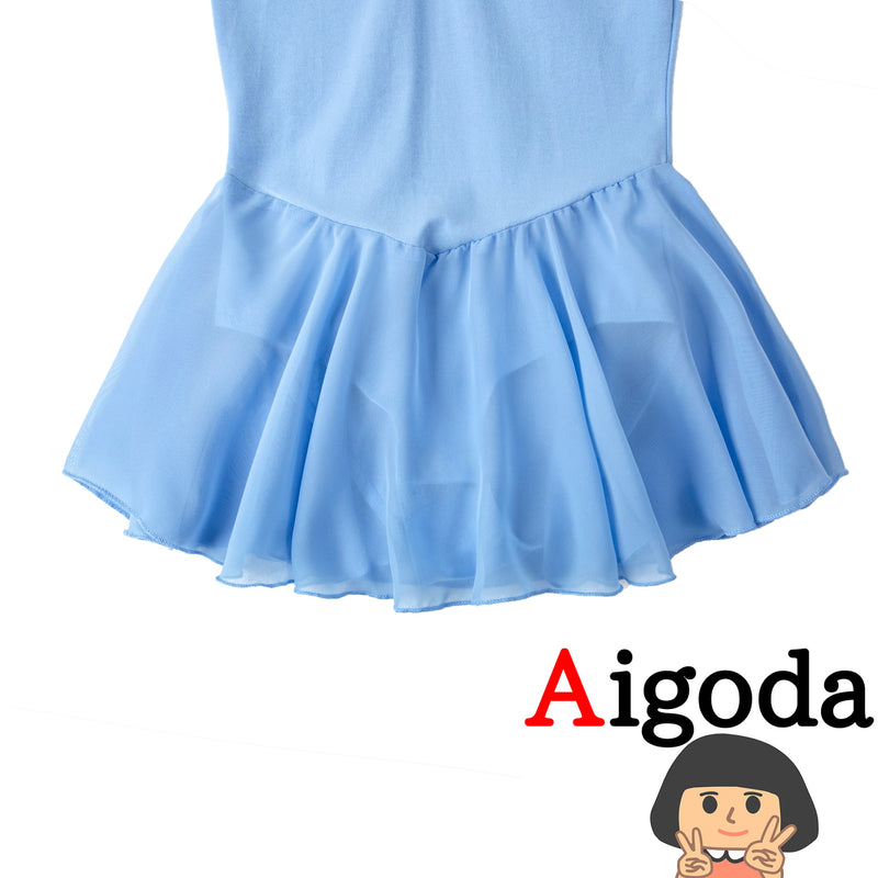 【Aigoda】バレエレオタード 子供 キッズ シフォンスカート付き 4色 練習着 新体操