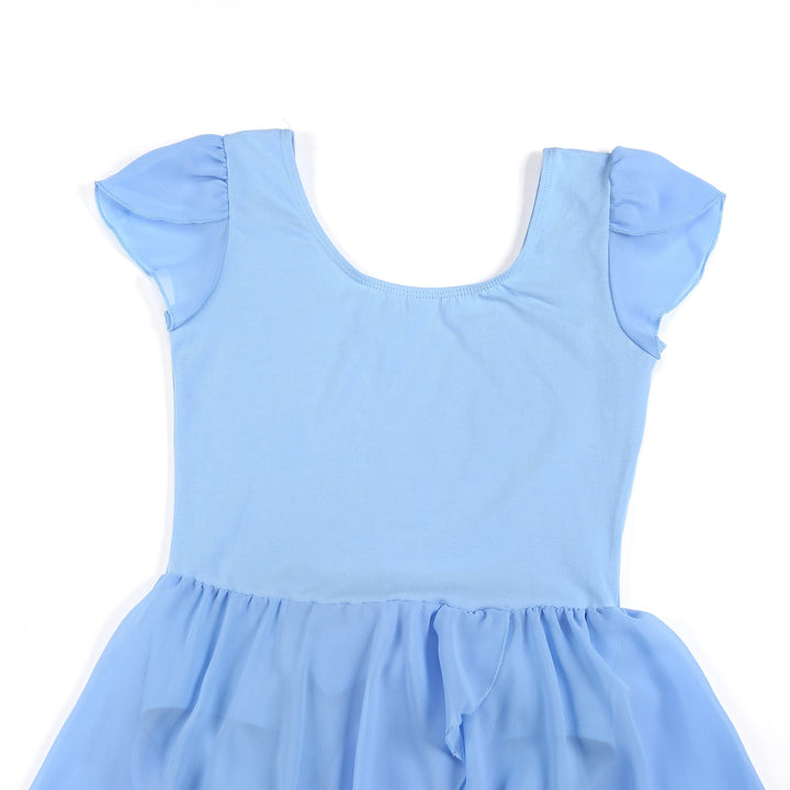 美品★水色 格子シフォン スカート付 バレエ レオタード 140 135 130 美品☆水色 格子シフォン スカート付 バレエ レオタード 140 135 130