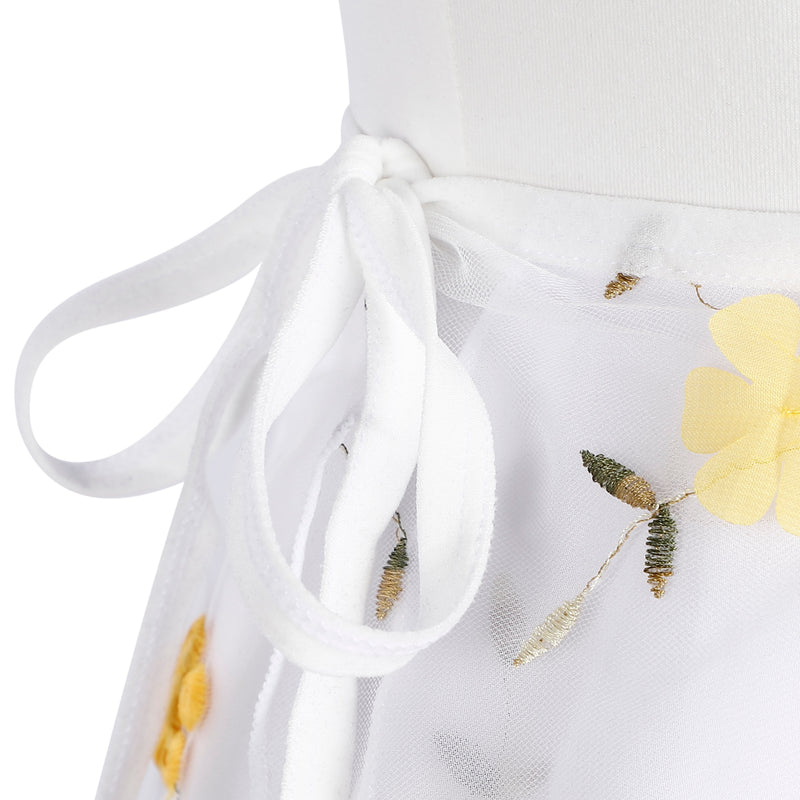 【Aigoda】バレエスカート レース 花柄 刺繍 白 グレー 黄色 ジュニア 大人 練習用 発表会 可愛い