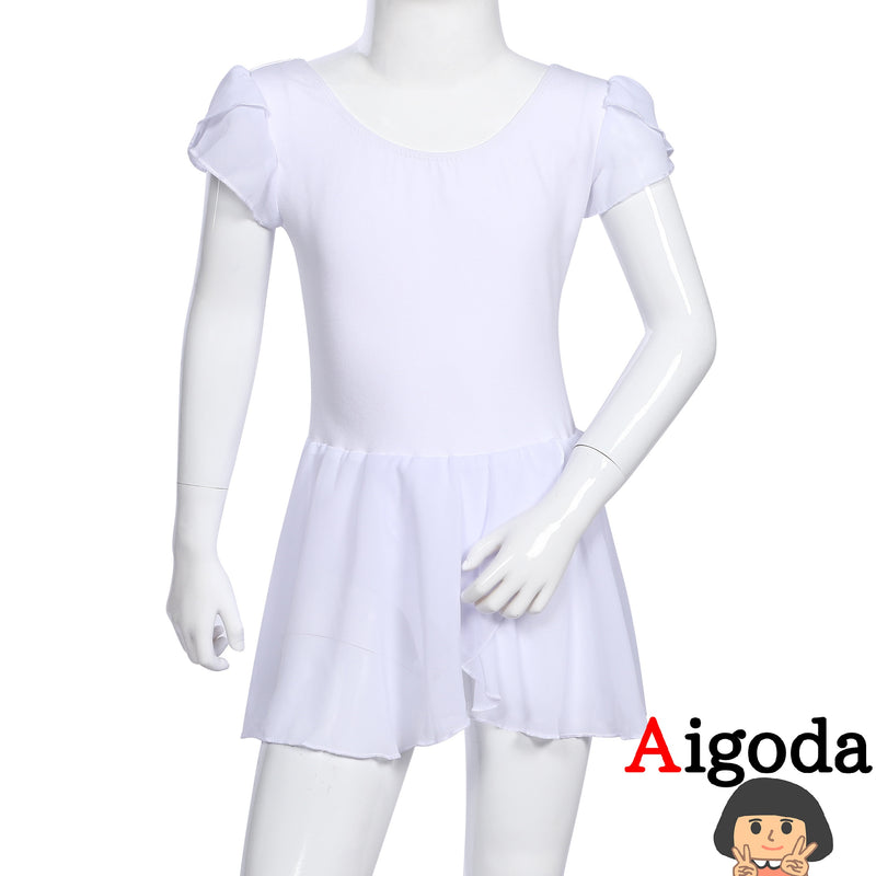 【Aigoda】バレエ レオタード 子供 キッズ シフォンスカート付き ５色 新体操 ジュニア 可愛い 発表会 練習着