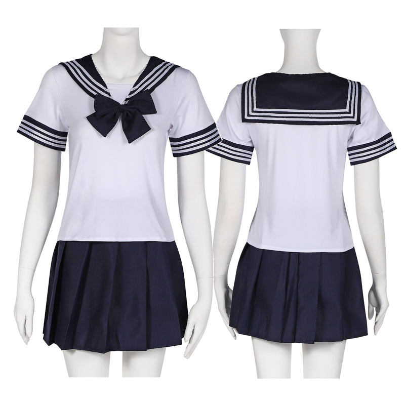 【コスプレホリック】セーラー服 半袖 ハロウィン コスプレ 紺 6色 5サイズ 制服 JK 女子高校生 仮装 大きいリボン