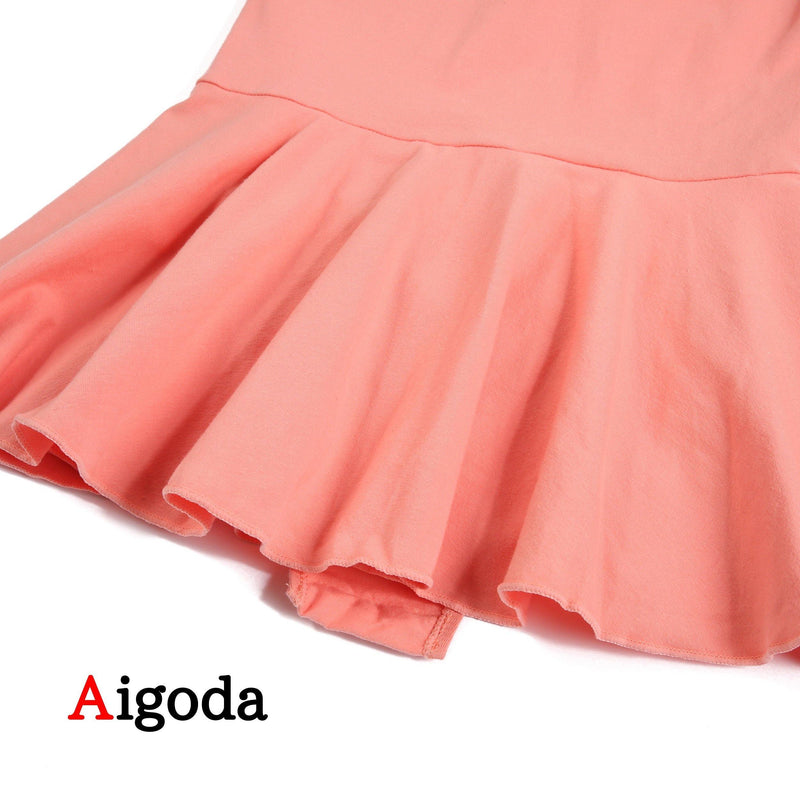 【Aigoda】バレエレオタード 子供 大人 スカート付き 8サイズ 5色 練習着 新体操 キッズ ジュニア 半袖 棉 スナップ付 - Aigoda
